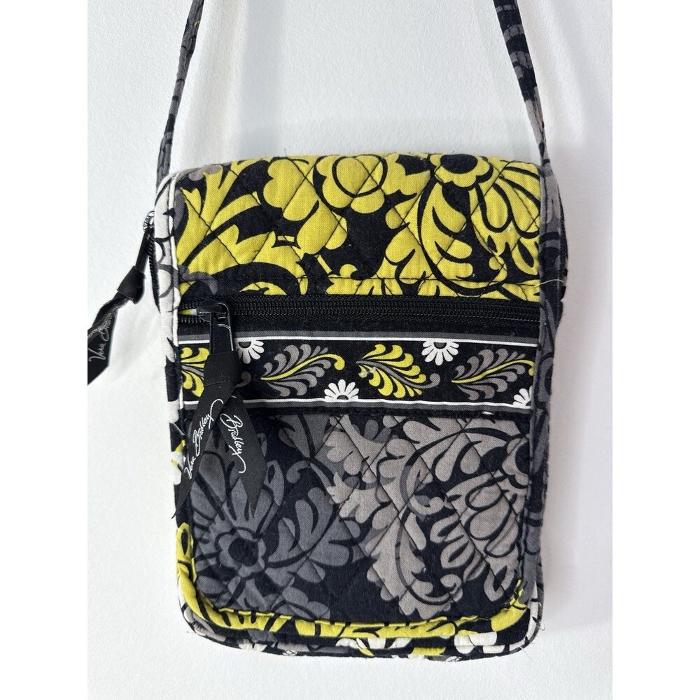 ✿ Vera Bradley Crossbody Bag Floral Quilted Cotton Small Travel Purse Black